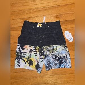 Wonder Nation Black and Multicolor Graphic Shorts